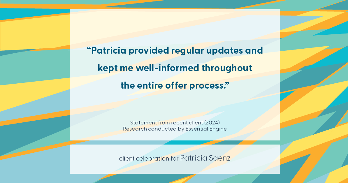 Testimonial for real estate agent Patricia Saenz with Premier Realty Group- Platinum in San Antonio, TX: "Patricia provided regular updates and kept me well-informed throughout the entire offer process."