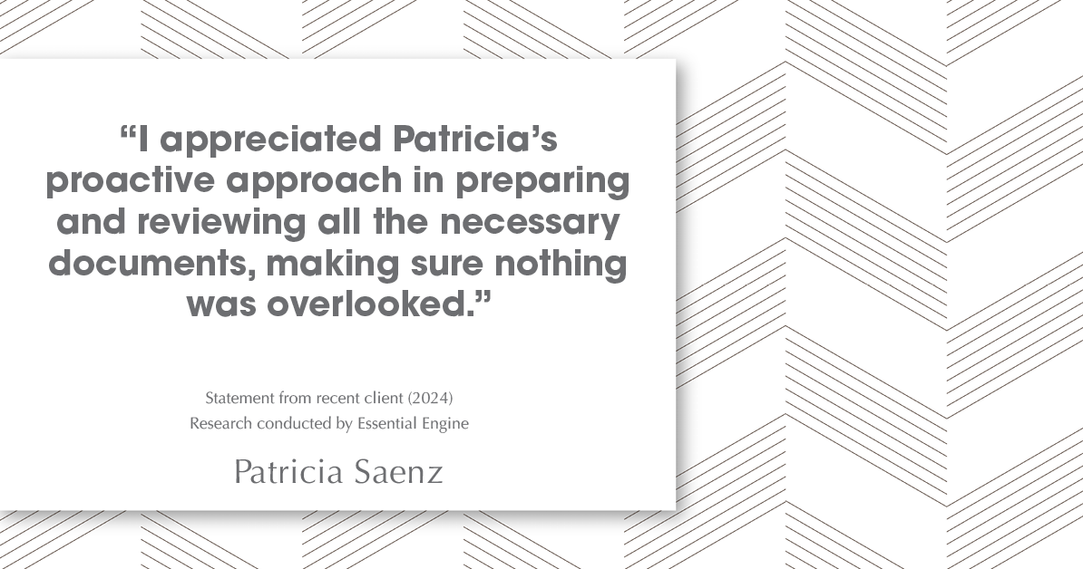 Testimonial for real estate agent Patricia Saenz with Premier Realty Group- PRG - Platinum in San Antonio, TX: "I appreciated Patricia's proactive approach in preparing and reviewing all the necessary documents, making sure nothing was overlooked."