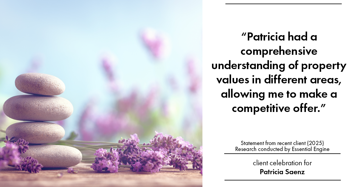 Testimonial for real estate agent Patricia Saenz with Premier Realty Group- PRG - Platinum in San Antonio, TX: "Patricia had a comprehensive understanding of property values in different areas, allowing me to make a competitive offer."