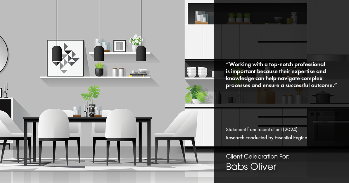 Testimonial for real estate agent Babs Oliver in Centennial, CO: "Working with a top-notch professional is important because their expertise and knowledge can help navigate complex processes and ensure a successful outcome."