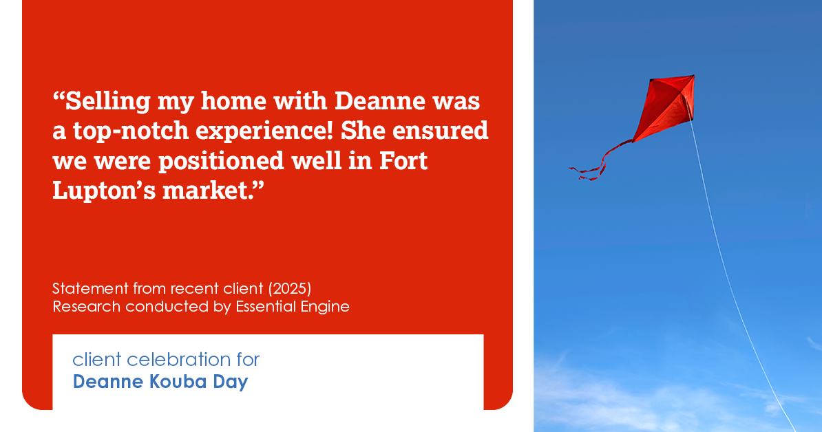 Testimonial for real estate agent Deanne Kouba Day with Day & Company, Inc. in Keenesburg, CO: Selling my home with Deanne was a top-notch experience! She ensured we were positioned well in Fort Lupton's market.