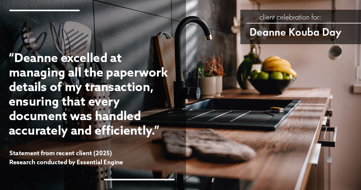 Testimonial for real estate agent Deanne Kouba Day with Day & Company, Inc. in Keenesburg, CO: "Deanne excelled at managing all the paperwork details of my transaction, ensuring that every document was handled accurately and efficiently."