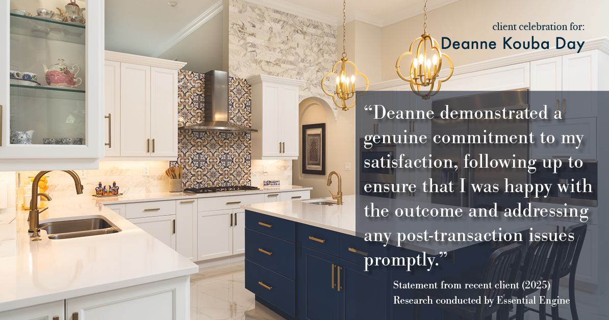 Testimonial for real estate agent Deanne Kouba Day with Day & Company, Inc. in Keenesburg, CO: "Deanne demonstrated a genuine commitment to my satisfaction, following up to ensure that I was happy with the outcome and addressing any post-transaction issues promptly."