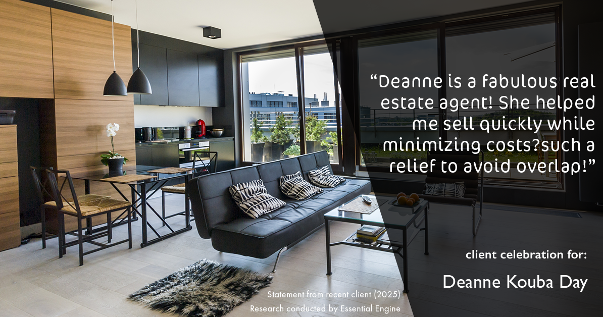 Testimonial for real estate agent Deanne Kouba Day with Day & Company, Inc. in Keenesburg, CO: "Deanne is a fabulous real estate agent! She helped me sell quickly while minimizing costs?such a relief to avoid overlap!"