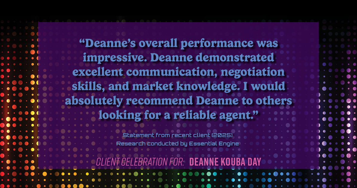 Testimonial for real estate agent Deanne Kouba Day with Day & Company, Inc. in Keenesburg, CO: "Deanne's overall performance was impressive. Deanne demonstrated excellent communication, negotiation skills, and market knowledge. I would absolutely recommend Deanne to others looking for a reliable agent."