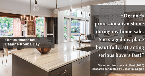 Testimonial for real estate agent Deanne Kouba Day with Day & Company, Inc. in Keenesburg, CO: "Deanne's professionalism shone during my home sale. She staged my place beautifully, attracting serious buyers fast!"