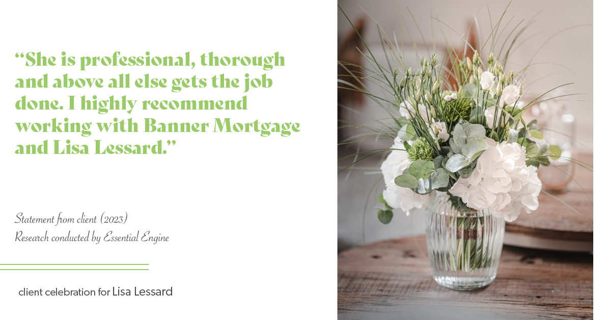 Testimonial for mortgage professional Lisa Lessard with Banner Mortgage a division of Universal Home Loans in Elizabeth, CO: "She is professional, thorough and above all else gets the job done. I highly recommend working with Banner Mortgage and Lisa Lessard."