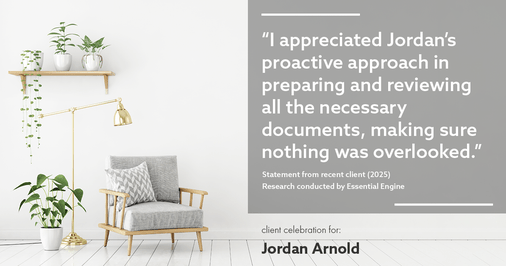 Testimonial for real estate agent Jordan Arnold with Compass RE in Ardmore, PA: "I appreciated Jordan's proactive approach in preparing and reviewing all the necessary documents, making sure nothing was overlooked."