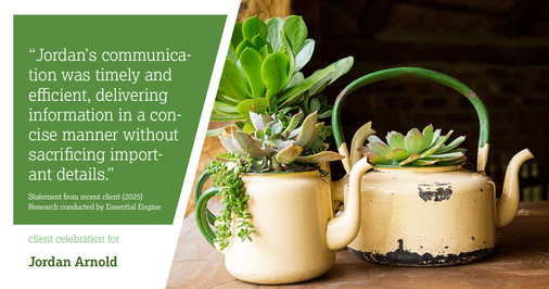 Testimonial for real estate agent Jordan Arnold with Compass RE in Ardmore, PA: "Jordan's communication was timely and efficient, delivering information in a concise manner without sacrificing important details."