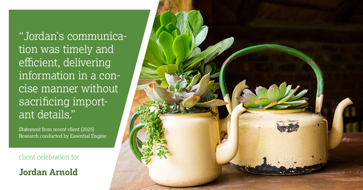 Testimonial for real estate agent Jordan Arnold with Compass RE in Ardmore, PA: "Jordan's communication was timely and efficient, delivering information in a concise manner without sacrificing important details."