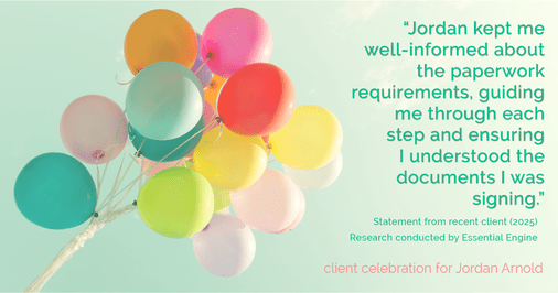 Testimonial for real estate agent Jordan Arnold with Compass RE in Ardmore, PA: "Jordan kept me well-informed about the paperwork requirements, guiding me through each step and ensuring I understood the documents I was signing."