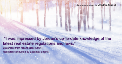 Testimonial for real estate agent Jordan Arnold with Compass RE in Ardmore, PA: "I was impressed by Jordan's up-to-date knowledge of the latest real estate regulations and laws."