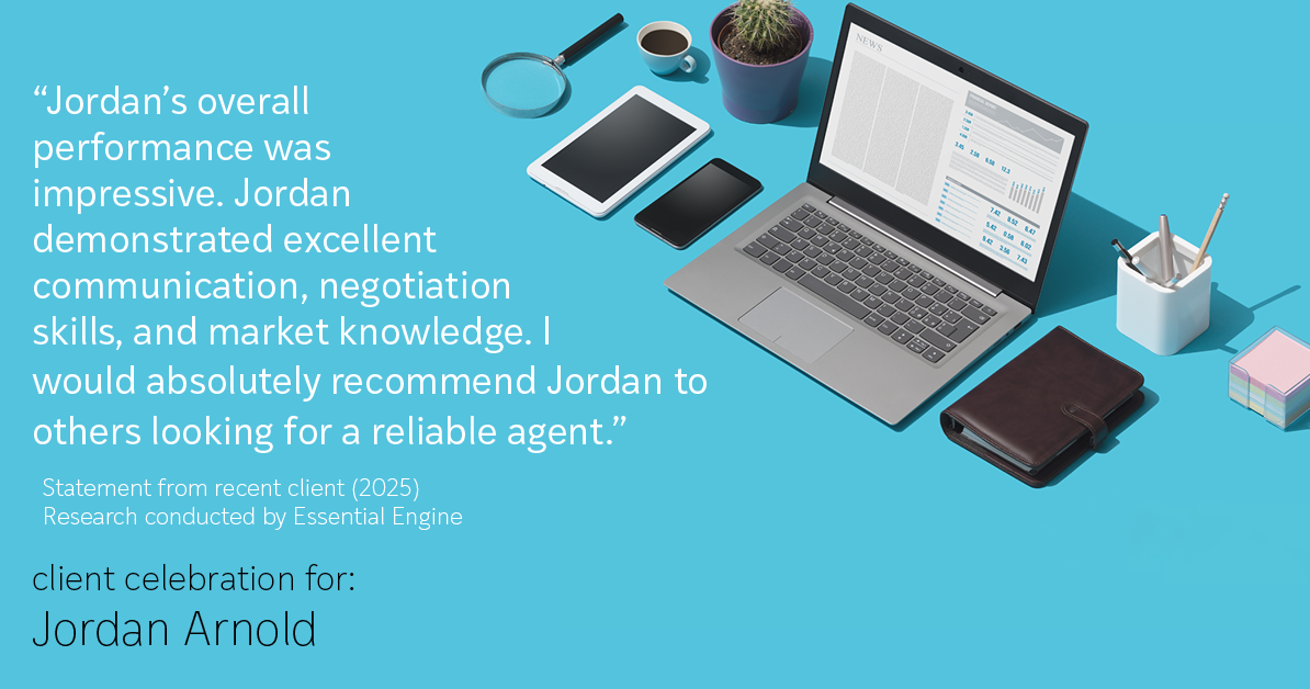 Testimonial for real estate agent Jordan Arnold with Compass RE in Ardmore, PA: "Jordan's overall performance was impressive. Jordan demonstrated excellent communication, negotiation skills, and market knowledge. I would absolutely recommend Jordan to others looking for a reliable agent."