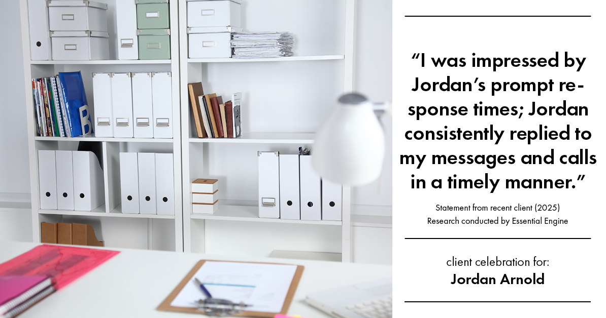 Testimonial for real estate agent Jordan Arnold with Compass RE in Ardmore, PA: "I was impressed by Jordan's prompt response times; Jordan consistently replied to my messages and calls in a timely manner."