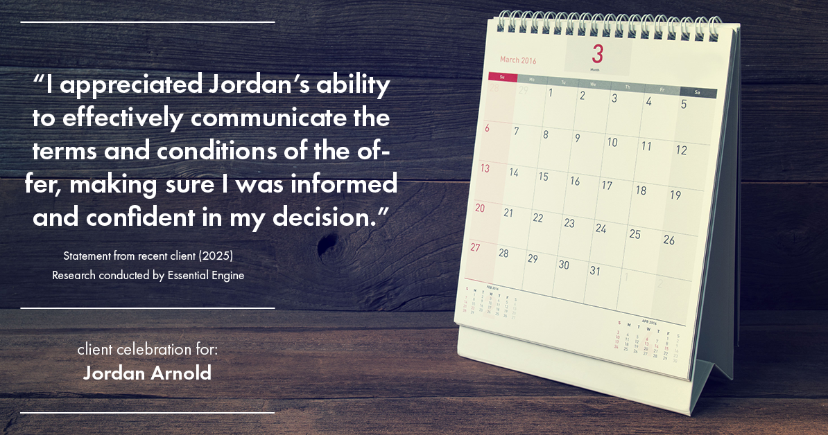 Testimonial for real estate agent Jordan Arnold with Compass RE in Ardmore, PA: "I appreciated Jordan's ability to effectively communicate the terms and conditions of the offer, making sure I was informed and confident in my decision."