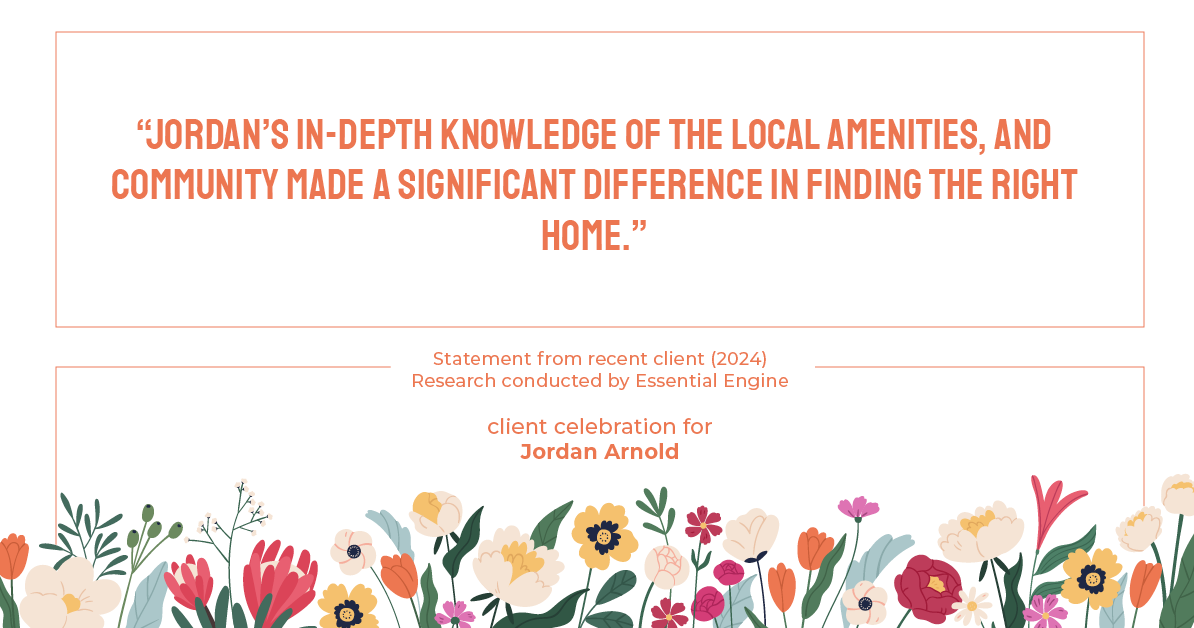 Testimonial for real estate agent Jordan Arnold with Compass RE in Ardmore, PA: "Jordan's in-depth knowledge of the local amenities, and community made a significant difference in finding the right home."