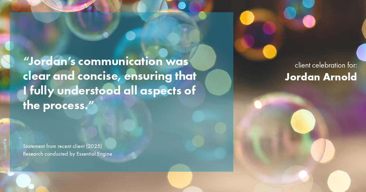 Testimonial for real estate agent Jordan Arnold with Compass RE in Ardmore, PA: "Jordan's communication was clear and concise, ensuring that I fully understood all aspects of the process."