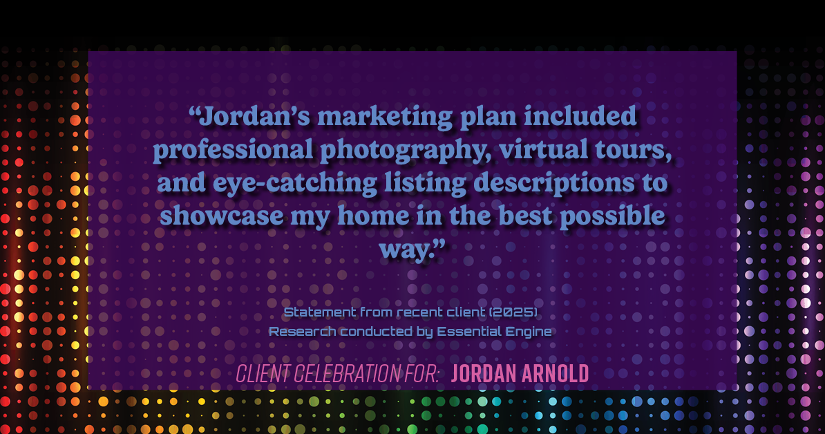 Testimonial for real estate agent Jordan Arnold with Compass RE in Ardmore, PA: "Jordan's marketing plan included professional photography, virtual tours, and eye-catching listing descriptions to showcase my home in the best possible way."