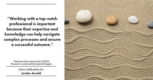Testimonial for real estate agent Jordan Arnold with Compass RE in Ardmore, PA: "Working with a top-notch professional is important because their expertise and knowledge can help navigate complex processes and ensure a successful outcome."