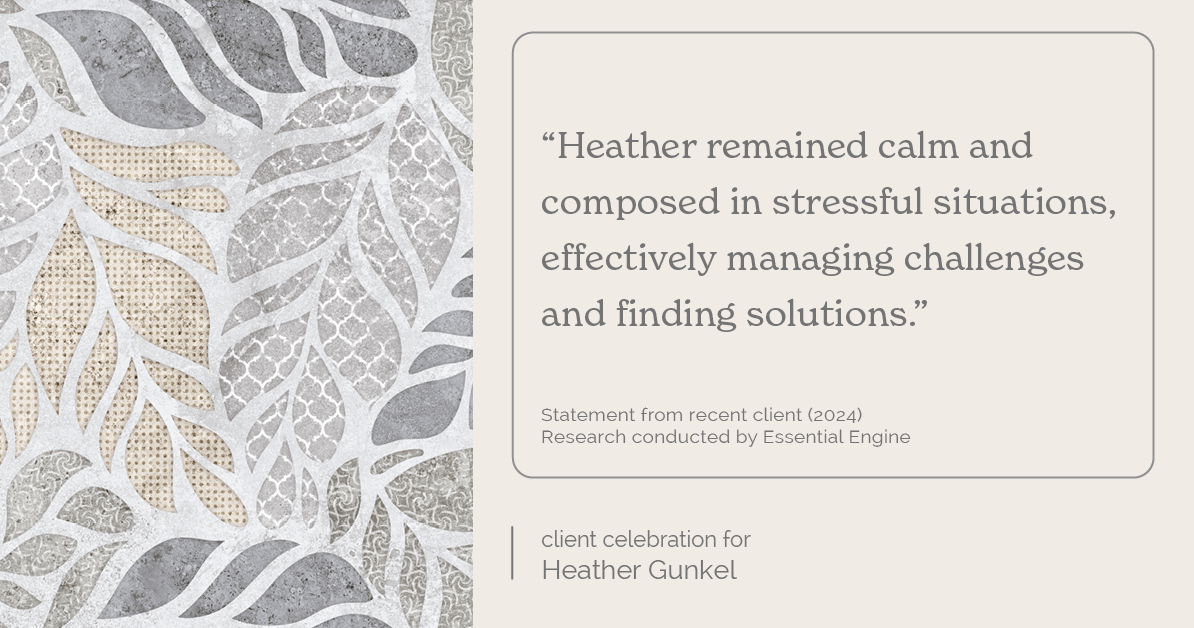 Testimonial for real estate agent Heather Gunkel with Keller Williams Real Estate Langhorne in Langhorne, PA: "Heather remained calm and composed in stressful situations, effectively managing challenges and finding solutions."