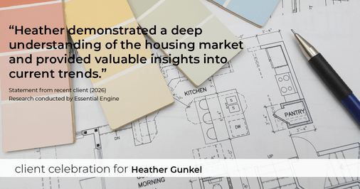 Testimonial for real estate agent Heather Gunkel with Keller Williams Real Estate Langhorne in Langhorne, PA: "Heather demonstrated a deep understanding of the housing market and provided valuable insights into current trends."