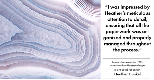 Testimonial for real estate agent Heather Gunkel with Keller Williams Real Estate Langhorne in Langhorne, PA: "I was impressed by Heather's meticulous attention to detail, ensuring that all the paperwork was organized and properly managed throughout the process."