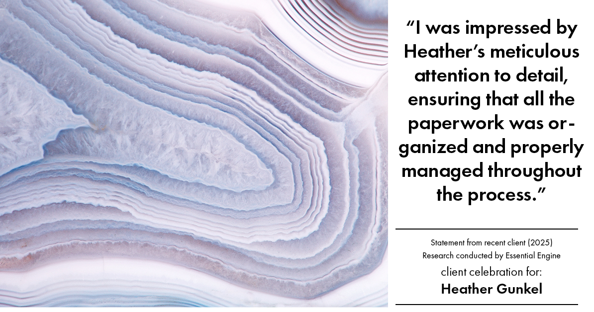 Testimonial for real estate agent Heather Gunkel with Keller Williams Real Estate Langhorne in Langhorne, PA: "I was impressed by Heather's meticulous attention to detail, ensuring that all the paperwork was organized and properly managed throughout the process."