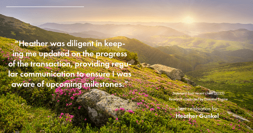 Testimonial for real estate agent Heather Gunkel with Keller Williams Real Estate Langhorne in Langhorne, PA: "Heather was diligent in keeping me updated on the progress of the transaction, providing regular communication to ensure I was aware of upcoming milestones."