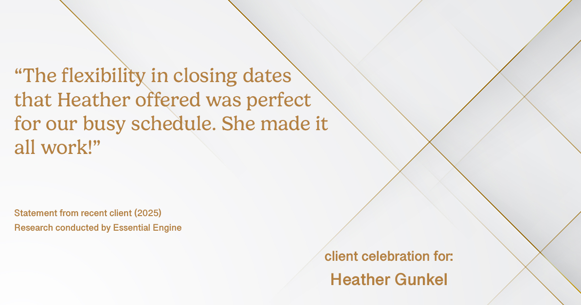 Testimonial for real estate agent Heather Gunkel with Keller Williams Real Estate Langhorne in Langhorne, PA: "The flexibility in closing dates that Heather offered was perfect for our busy schedule. She made it all work!"