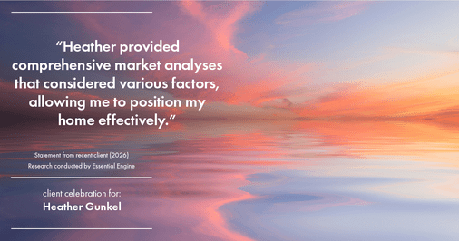 Testimonial for real estate agent Heather Gunkel with Keller Williams Real Estate Langhorne in Langhorne, PA: "Heather provided comprehensive market analyses that considered various factors, allowing me to position my home effectively."