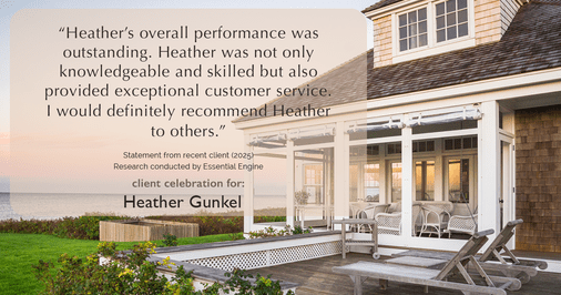 Testimonial for real estate agent Heather Gunkel with Keller Williams Real Estate Langhorne in Langhorne, PA: "Heather's overall performance was outstanding. Heather was not only knowledgeable and skilled but also provided exceptional customer service. I would definitely recommend Heather to others."
