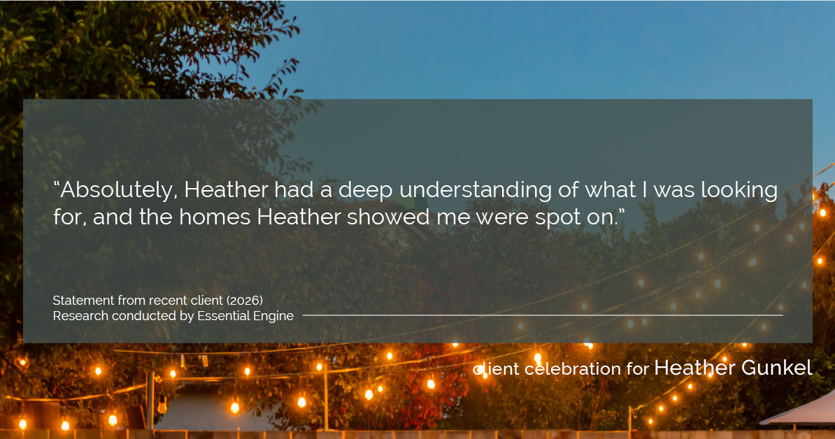 Testimonial for real estate agent Heather Gunkel with Keller Williams Real Estate Langhorne in Langhorne, PA: "Absolutely, Heather had a deep understanding of what I was looking for, and the homes Heather showed me were spot on."