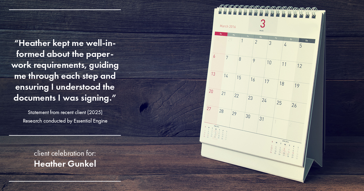 Testimonial for real estate agent Heather Gunkel with Keller Williams Real Estate Langhorne in Langhorne, PA: "Heather kept me well-informed about the paperwork requirements, guiding me through each step and ensuring I understood the documents I was signing."