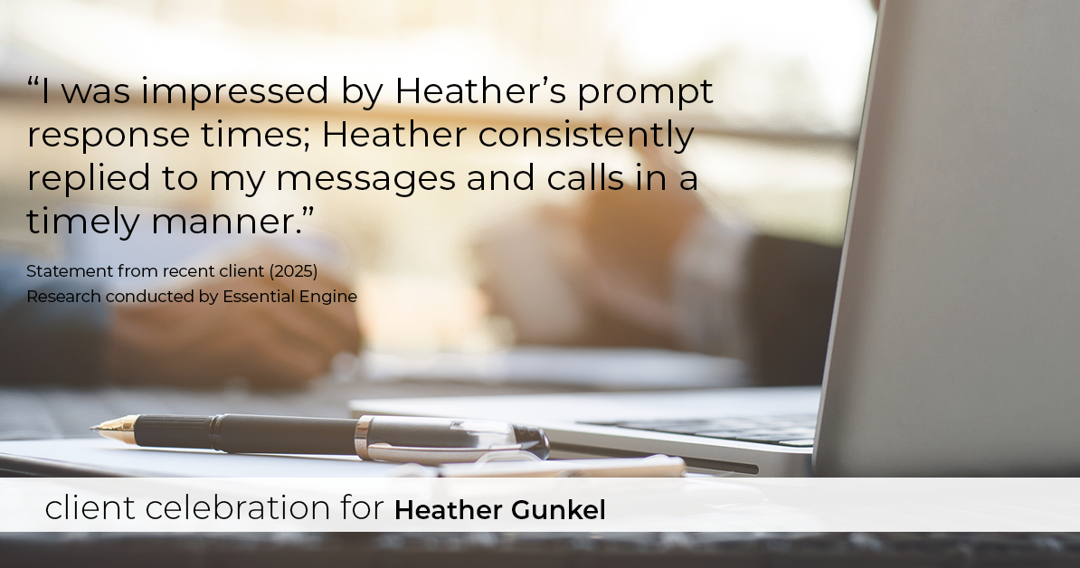 Testimonial for real estate agent Heather Gunkel with Keller Williams Real Estate Langhorne in Langhorne, PA: "I was impressed by Heather's prompt response times; Heather consistently replied to my messages and calls in a timely manner."