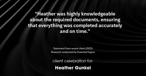 Testimonial for real estate agent Heather Gunkel with Keller Williams Real Estate Langhorne in Langhorne, PA: "Heather was highly knowledgeable about the required documents, ensuring that everything was completed accurately and on time."
