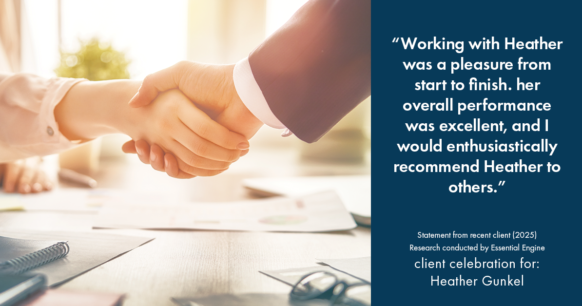Testimonial for real estate agent Heather Gunkel with Keller Williams Real Estate Langhorne in Langhorne, PA: "Working with Heather was a pleasure from start to finish. her overall performance was excellent, and I would enthusiastically recommend Heather to others."