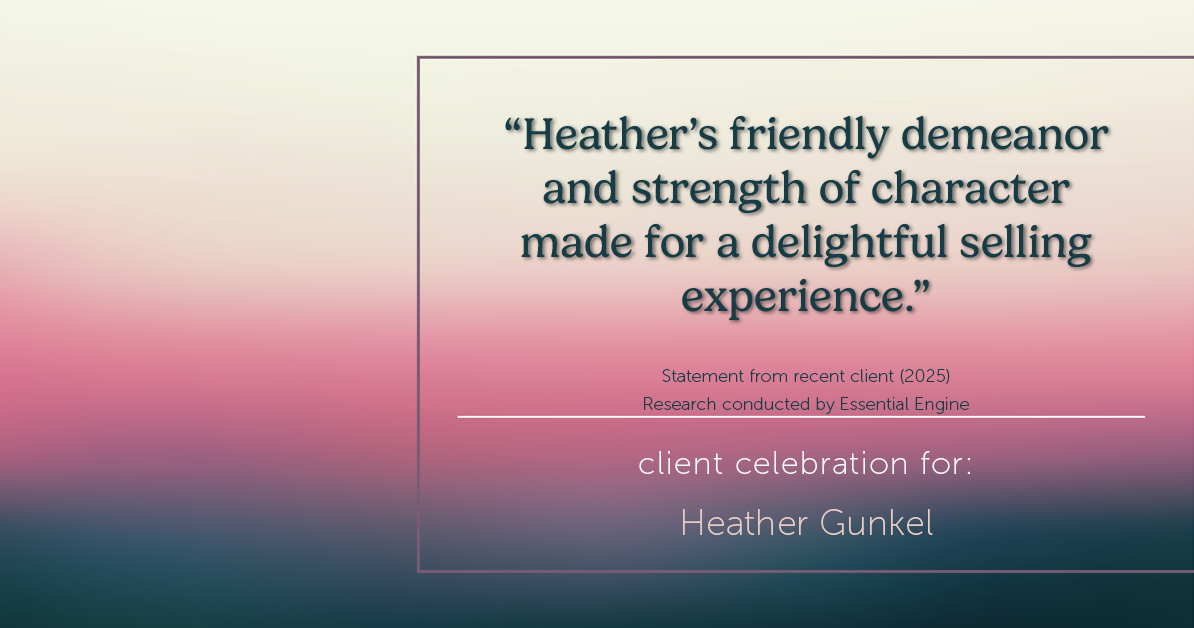 Testimonial for real estate agent Heather Gunkel with Keller Williams Real Estate Langhorne in Langhorne, PA: "Heather's friendly demeanor and strength of character made for a delightful selling experience."