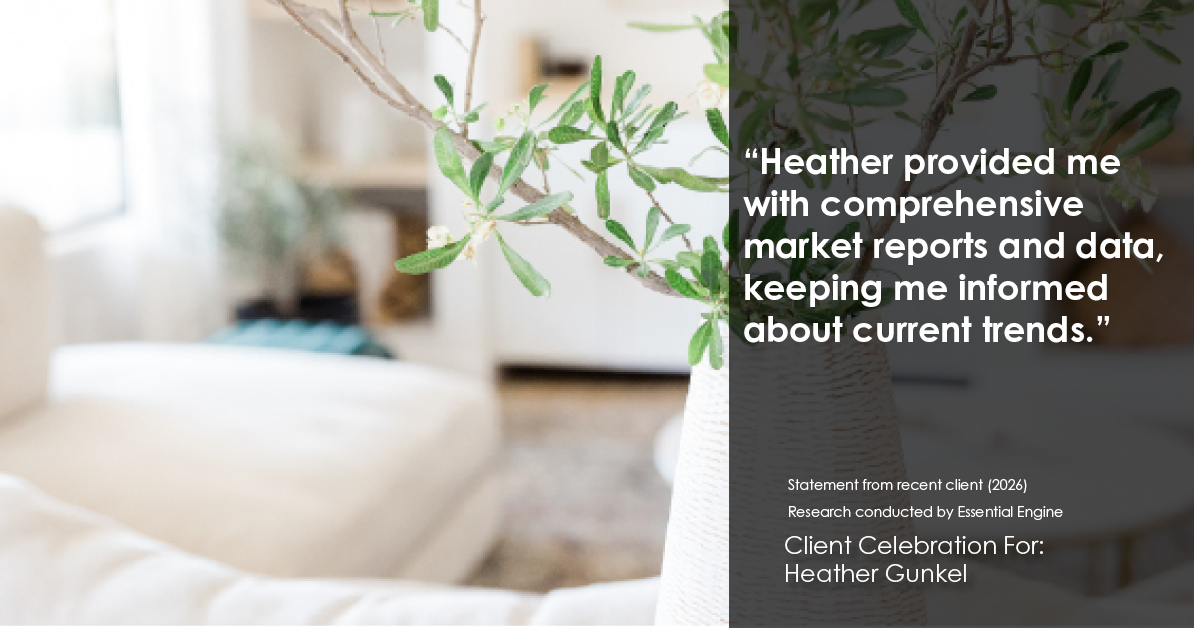 Testimonial for real estate agent Heather Gunkel with Keller Williams Real Estate Langhorne in Langhorne, PA: "Heather provided me with comprehensive market reports and data, keeping me informed about current trends."