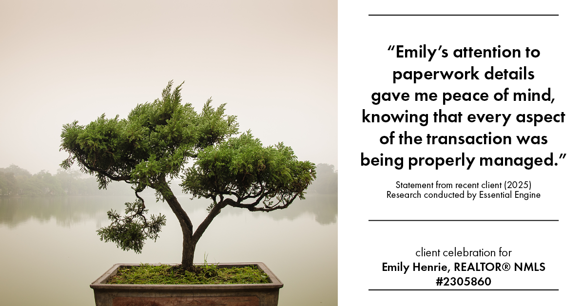 Testimonial for real estate agent Emily Henrie, REALTOR® NMLS #2305860 with Come on Home Colorado, LLC #2493955 in Littleton, CO: "Emily's attention to paperwork details gave me peace of mind, knowing that every aspect of the transaction was being properly managed."
