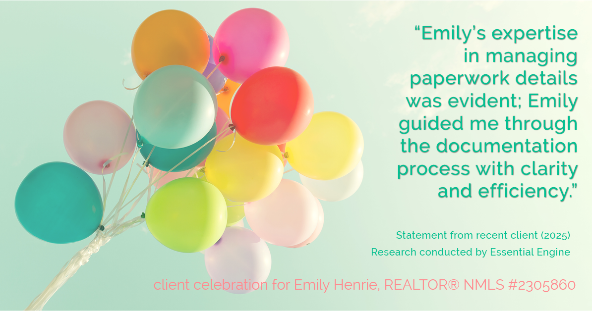 Testimonial for real estate agent Emily Henrie, REALTOR® NMLS #2305860 with Come on Home Colorado, LLC #2493955 in Littleton, CO: "Emily's expertise in managing paperwork details was evident; Emily guided me through the documentation process with clarity and efficiency."
