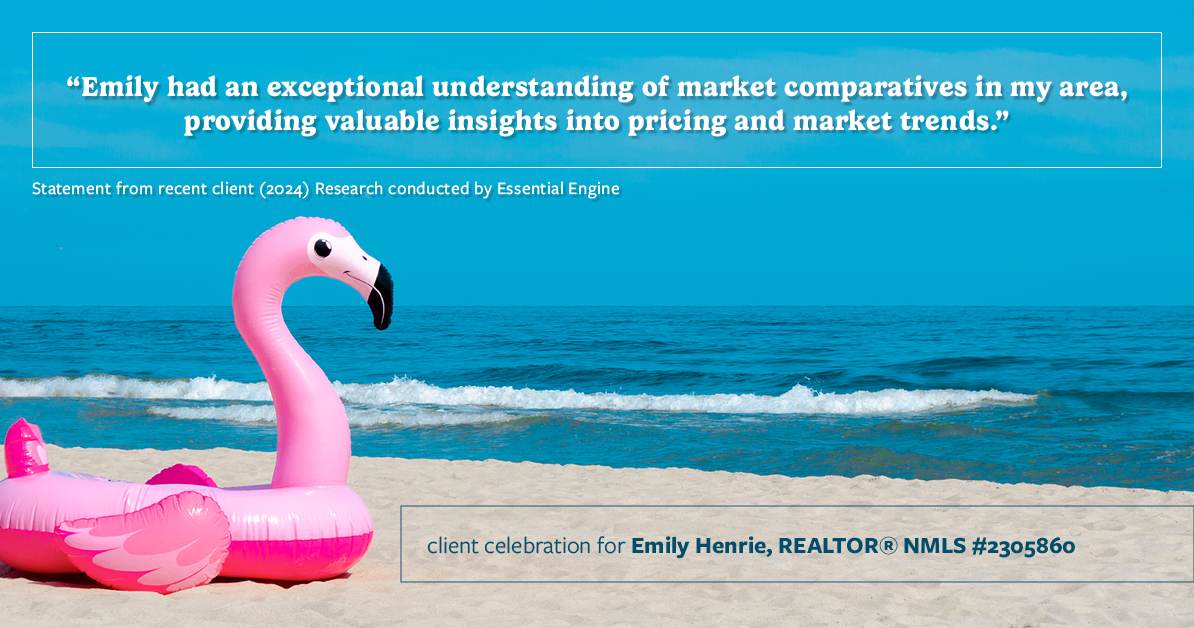 Testimonial for real estate agent Emily Henrie, REALTOR® NMLS #2305860 with Come on Home Colorado, LLC #2493955 in Littleton, CO: "Emily had an exceptional understanding of market comparatives in my area, providing valuable insights into pricing and market trends."