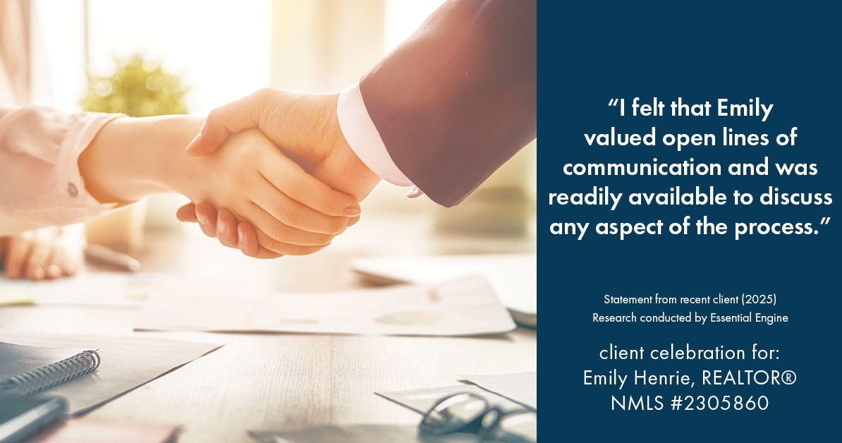 Testimonial for real estate agent Emily Henrie, REALTOR® NMLS #2305860 with Come on Home Colorado, LLC #2493955 in Littleton, CO: "I felt that Emily valued open lines of communication and was readily available to discuss any aspect of the process."