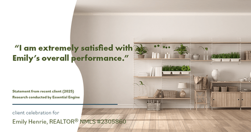Testimonial for real estate agent Emily Henrie, REALTOR® NMLS #2305860 with Come on Home Colorado, LLC #2493955 in Littleton, CO: "I am extremely satisfied with Emily's overall performance."