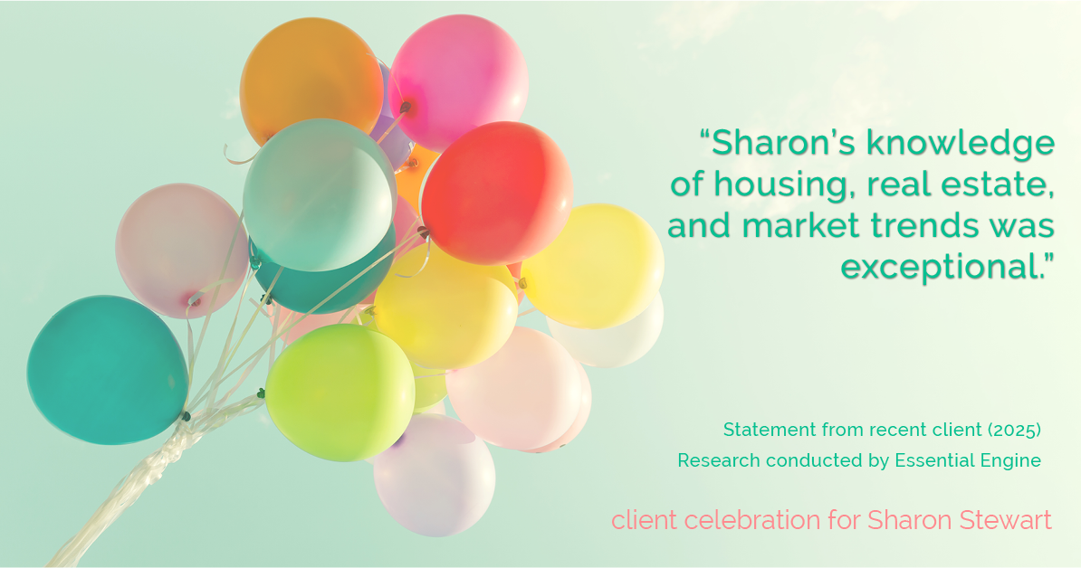 Testimonial for real estate agent Sharon Stewart with EXP Realty in New Castle, DE: "Sharon's knowledge of housing, real estate, and market trends was exceptional."