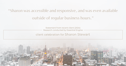 Testimonial for real estate agent Sharon Stewart with EXP Realty in New Castle, DE: "Sharon was accessible and responsive, and was even available outside of regular business hours."