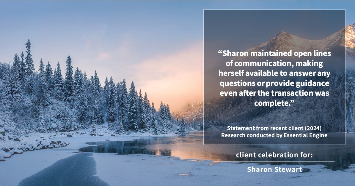 Testimonial for real estate agent Sharon Stewart with EXP Realty in New Castle, DE: "Sharon maintained open lines of communication, making herself available to answer any questions or provide guidance even after the transaction was complete."