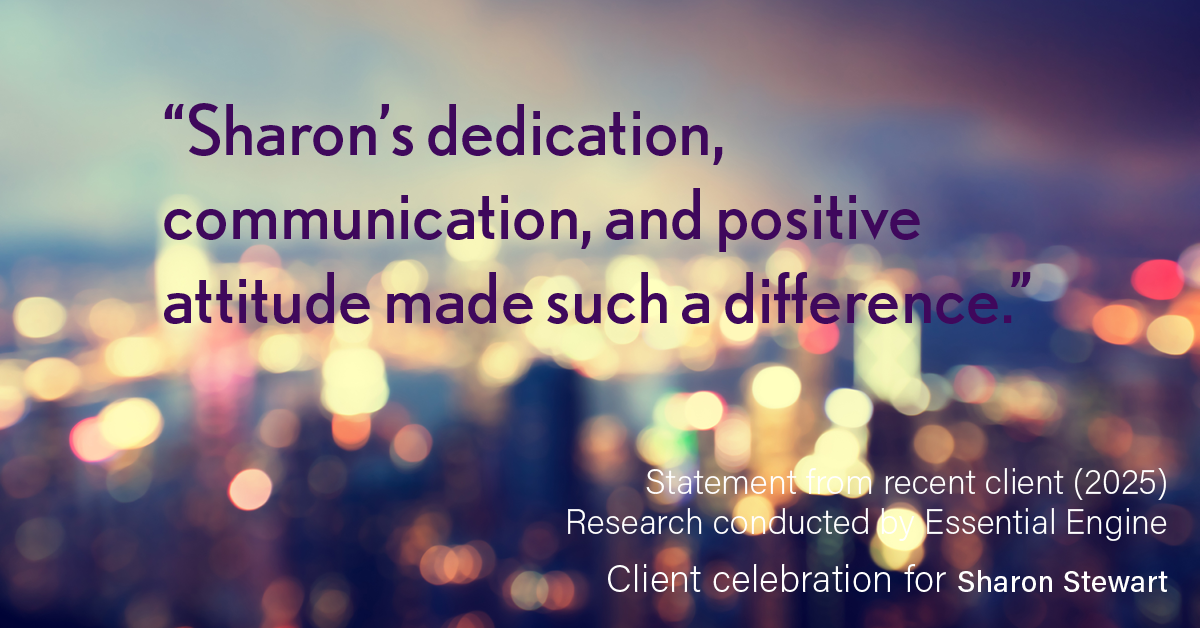 Testimonial for real estate agent Sharon Stewart with EXP Realty in New Castle, DE: “Sharon’s dedication, communication, and positive attitude made such a difference.”