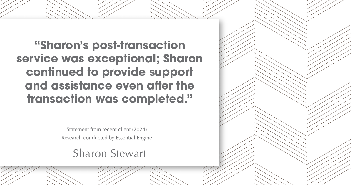 Testimonial for real estate agent Sharon Stewart with EXP Realty in New Castle, DE: "Sharon's post-transaction service was exceptional; Sharon continued to provide support and assistance even after the transaction was completed."