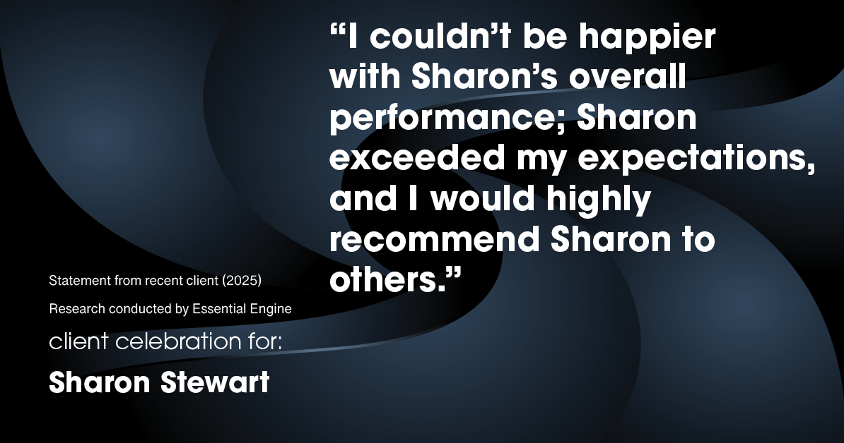 Testimonial for real estate agent Sharon Stewart with EXP Realty in New Castle, DE: "I couldn't be happier with Sharon's overall performance; Sharon exceeded my expectations, and I would highly recommend Sharon to others."