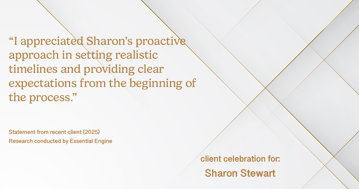 Testimonial for real estate agent Sharon Stewart with EXP Realty in New Castle, DE: "I appreciated Sharon's proactive approach in setting realistic timelines and providing clear expectations from the beginning of the process."